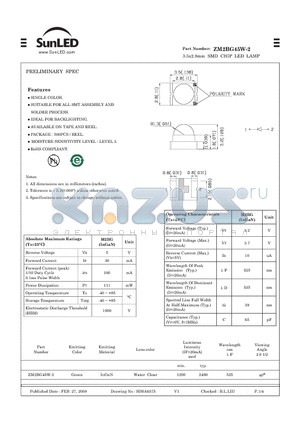 ZM2BG45W-2 datasheet - 3.5x2.8mm SMD CHIP LED LAMP