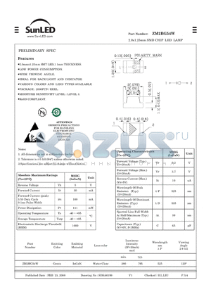 ZM2BG54W datasheet - 2.0x1.25mm SMD CHIP LED LAMP