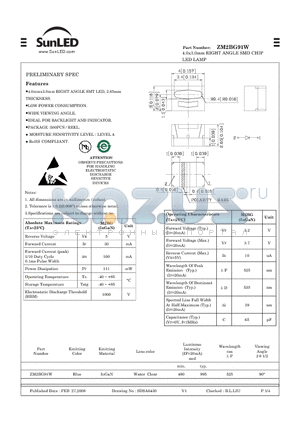 ZM2BG91W datasheet - 4.0x3.0mm RIGHT ANGLE SMD CHIP LED LAMP