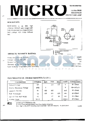 MOB100DSH datasheet - ULTRA HIGH BRIGHTNESS ORANGE LED LAMP