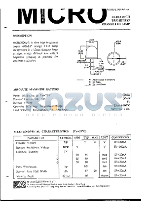 MOB120DA-X datasheet - ULTRA HIGH BRIGHTNESS ORANGE LED LAMP