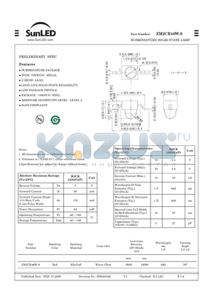 ZM2CR46W-9 datasheet - SUBMINIATURE SOLID STATE LAMP
