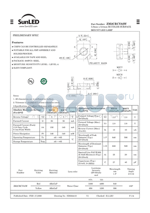 ZM2CRCY82W datasheet - 5.0mm x 6.0mm BI-COLOR SURFACE MOUNT LED LAMP