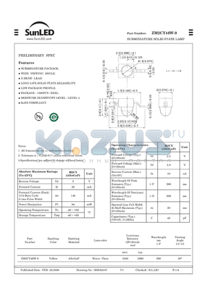 ZM2CY46W-9 datasheet - SUBMINIATURE SOLID STATE LAMP