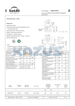 ZM2CY67W datasheet - 4.0x4.0mm RIGHT ANGLE SURFACE MOUNT LED LAMP