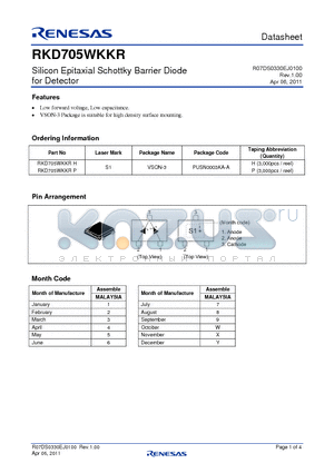 RKD705WKKRH datasheet - Silicon Epitaxial Schottky Barrier Diode for Detector