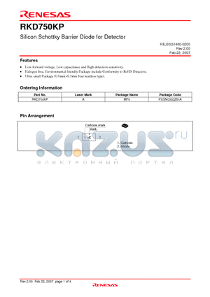 RKD750KP datasheet - Silicon Schottky Barrier Diode for Detector