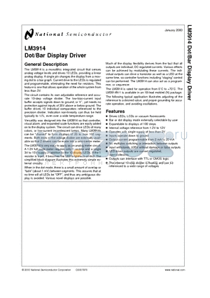 LM3914 datasheet - Dot/Bar Display Driver