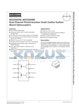 MOCD207-M datasheet - Dual Channel Phototransistor Small Outline Surface