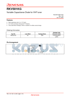 RKV501KG datasheet - Variable Capacitance Diode for VHF tuner