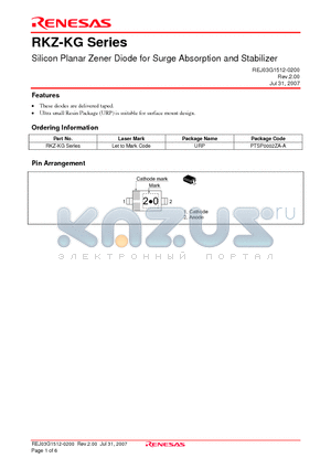 RKZ-KG datasheet - Silicon Planar Zener Diode for Surge Absorption and Stabilizer