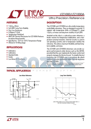 LM399 datasheet - Ultra Precision Reference