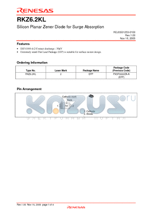 RKZ6.2KL datasheet - Silicon Planar Zener Diode for Surge Absorption