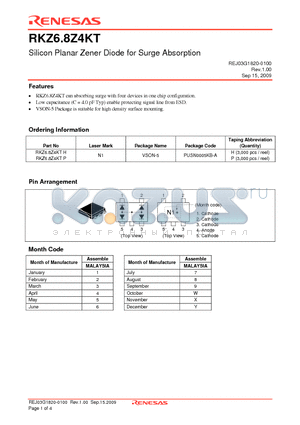 RKZ6.8Z4KTP datasheet - Silicon Planar Zener Diode for Surge Absorption