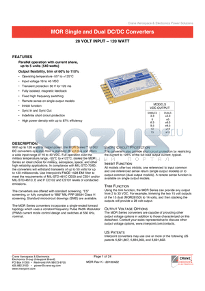 MOR2812S datasheet - Parallel operation with current share, up to 5 units (540 watts)