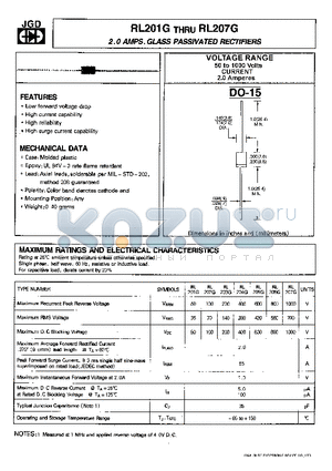 RL206G datasheet - 2.0 AMPS. GLASS PASSIVATED RECTIFIERS