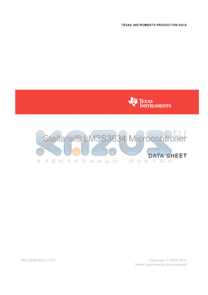 LM3S3634 datasheet - Stellaris^ LM3S3634 Microcontroller