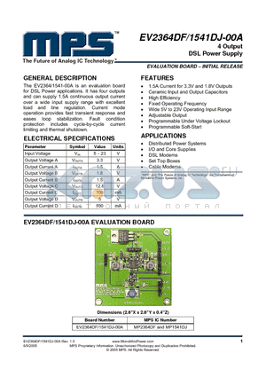 MP1541DJ datasheet - 4 Output DSL Power Supply