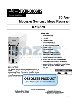 RM4830 datasheet - MODULAR SWITCHED MODE RECTIFIER