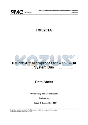 RM5231A-350-H datasheet - RM5231A Microprocessor with 32-Bit System Bus Data Sheet Preliminary