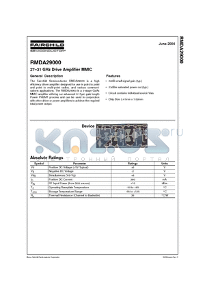 RMDA29000 datasheet - 27-31 GHz Drive Amplifier MMIC