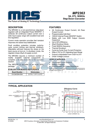 MP2363DN datasheet - 3A, 27V, 365KHz Step-Down Converter