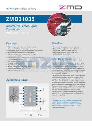 ZMD31035 datasheet - Automotive Sensor Signal Conditioner