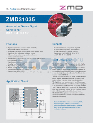 ZMD31035AFES datasheet - Automotive Sensor Signal Conditioner