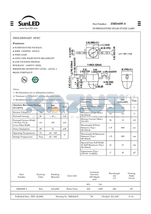 ZMD46W-8 datasheet - SUBMINIATURE SOLID STATE LAMP