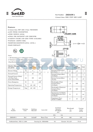 ZMD55W-1 datasheet - 3.2mmx1.6mm SMD CHIP LED LAMP