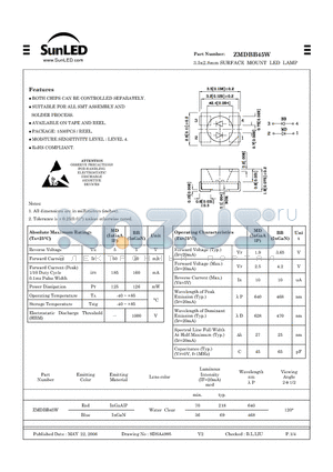 ZMDBB45W datasheet - 3.5x2.8mm SURFACE MOUNT LED LAMP