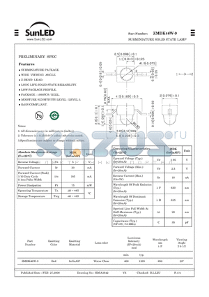 ZMDK46W-9 datasheet - SUBMINIATURE SOLID STATE LAMP