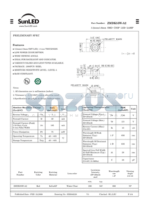 ZMDK55W-A2 datasheet - 3.2mmx1.6mm SMD CHIP LED LAMP