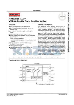 RMPA1766 datasheet - WCDMA Band IV Power Amplifier Module
