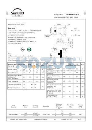 ZMDKVG54W-4 datasheet - 2.0x1.25mm SMD CHIP LED LAMP