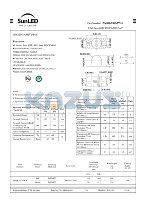 ZMDKVG55W-8 datasheet - 3.2x1.6mm SMD CHIP LED LAMP