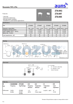 ZMG datasheet - Resonator THT, 2 Pin