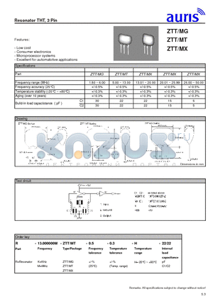 ZMG datasheet - Resonator THT, 3 Pin