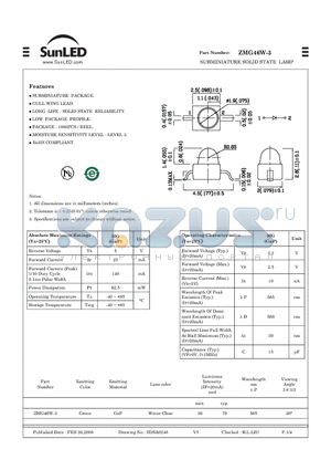 ZMG46W-3 datasheet - SUBMINIATURE SOLID STATE LAMP