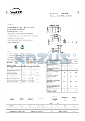 ZMG55W datasheet - 3.2x1.6mm SMD CHIP LED LAMP