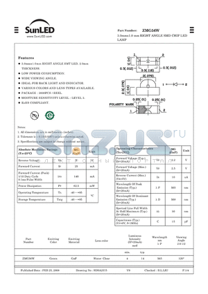 ZMG56W datasheet - 3.0mmx1.0 mm RIGHT ANGLE SMD CHIP LED LAMP