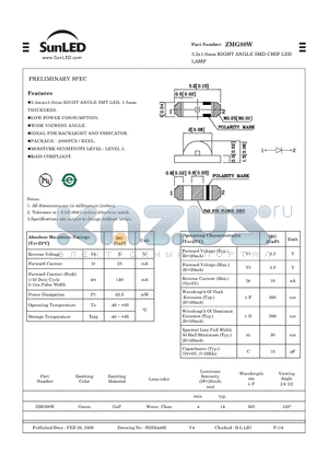 ZMG88W datasheet - 3.2x1.0mm RIGHT ANGLE SMD CHIP LED LAMP