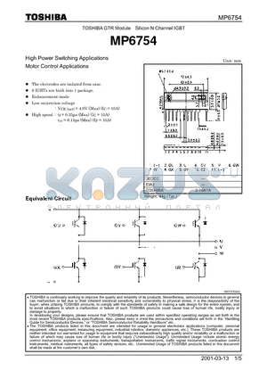 MP6754 datasheet - Silicon N Channel IGBT(High Power Switching Applications Motor Control Applications)