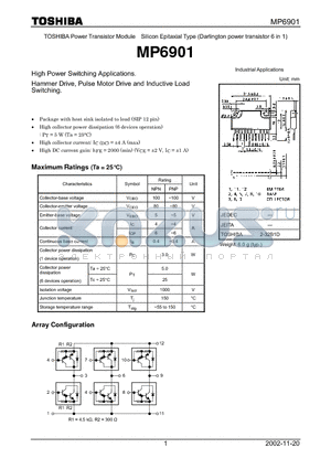 MP6901 datasheet - High Power Switching Applications. Hammer Drive, Pulse Motor Drive and Inductive Load Switching