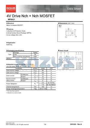 MP6K31 datasheet - 4V Drive Nch  Nch MOSFET