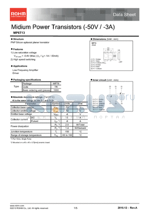 MP6T13 datasheet - Midium Power Transistors (-50V / -3A)