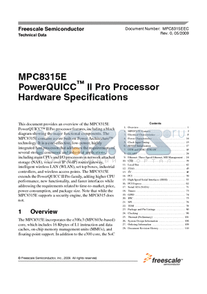 MPC8315E datasheet - PowerQUICC II Pro Processor Hardware Specifications