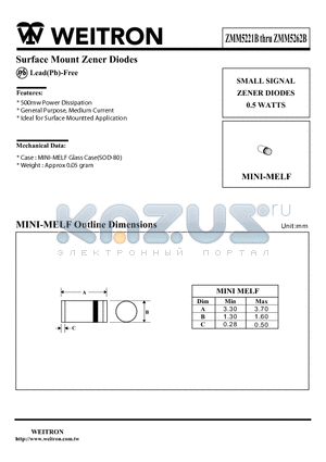 ZMM5221B datasheet - Surface Mount Zener Diodes