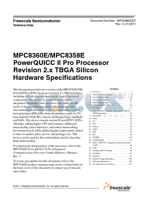 MPC8360E datasheet - PowerQUICC II Pro Processor Revision 2.x TBGA Silicon Hardware Specifications