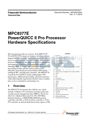 MPC8377E_10 datasheet - PowerQUICC II Pro Processor Hardware Specifications